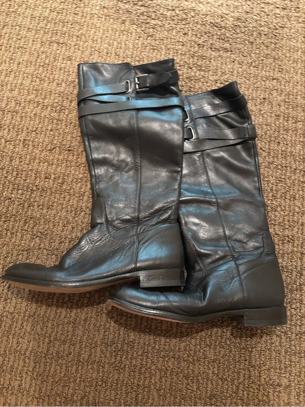 Coach Black Leather Knee-High Riding Boots